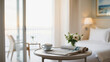 © Olena Yefremkina - Happy morning with newspaper and coffee in hotel room.