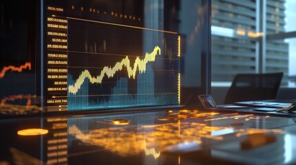 Poster - Financial Growth Graph with Modern Workspace Background