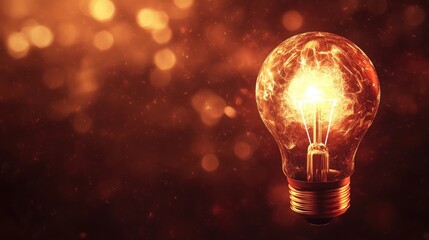 Poster - Bright Light Bulb with Sparkling Background Effects