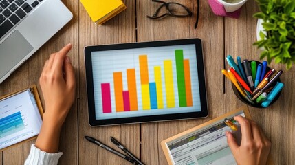 Poster - Colorful Chart Analysis on Digital Tablet