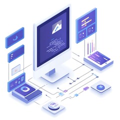 Fototapete - Engaging digital interface with striking neon data visualization aesthetics image