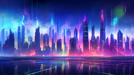 Neon night of the future city