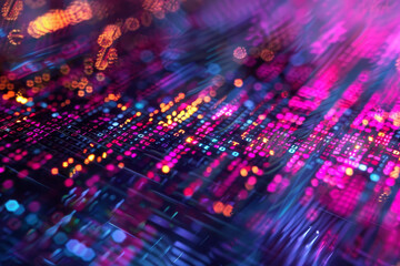 Fototapete - A colorful image of a computer screen with many small dots