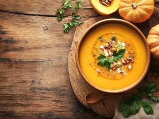 Wall Mural - Pumpkin Soup with Copy Space Background