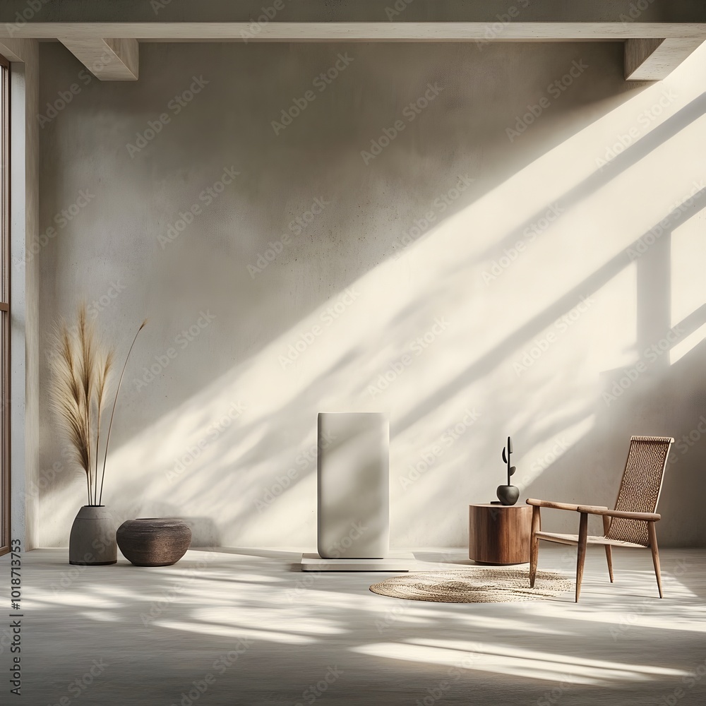 Pristine 3D product photography studio setup with bare concrete floor ...