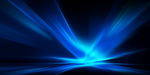 Wall Mural - Abstract Dark Glow Blue light rays Background. Perspective view of Blue light burst motion.