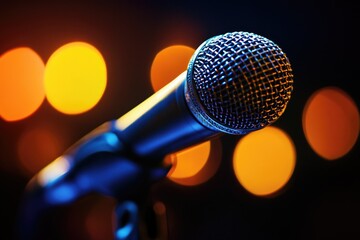 Poster - A close-up shot of a microphone with a blurred out background