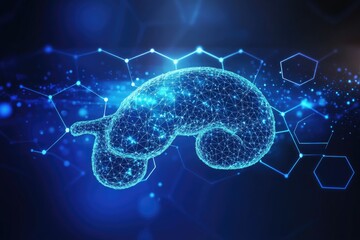 Poster - A medical image of a brain scan on a blue background