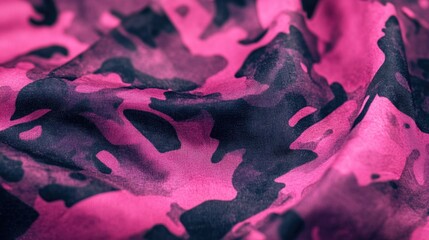 Poster - Pink and black camouflage patterned fabric for various uses