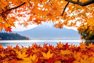 Wall Mural - A collection of leaves resting on the grassy surface, possibly after falling from nearby trees