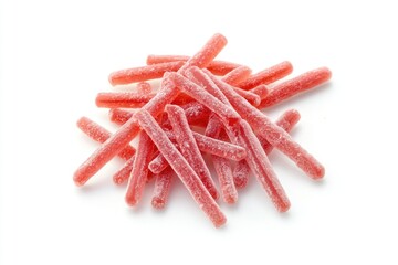 Aufkleber - A pile of colorful sugared candy sticks placed on a white surface, great for sweet treats and celebrations