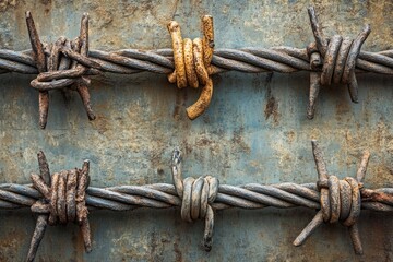 Poster - A tight shot of twisted metal, often used in construction or security settings