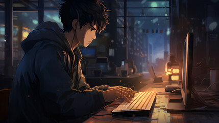 Programmer typing on keyboard