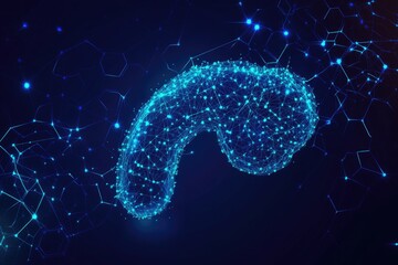Poster - Illustration of a brain with glowing neural connections on a dark background, ideal for medical or educational concepts
