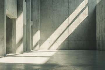 Canvas Print - A simple room with a concrete wall and floor