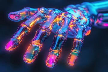 Poster - Close up of a person's hand with glowing fingers, ideal for use in supernatural or fantasy themes