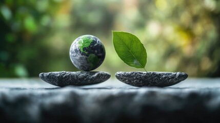 Aufkleber - Two stones with a small green plant growing on top
