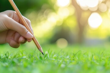 Poster - A person holds a pencil in their hand, ready to create or take notes
