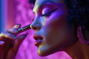 Poster - A close-up view of a person's face with makeup applied, suitable for use in beauty or lifestyle contexts