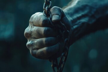 Aufkleber - A close-up shot of a person grasping a chain, often used in editorial or news contexts