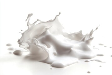 Poster - A small amount of milk has been spilled onto a white surface, creating a unique texture and pattern