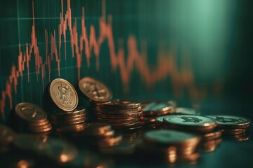 Poster - A pile of coins stacked on top of each other