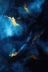 Poster - A vibrant blue and gold design featuring intricate swirling patterns