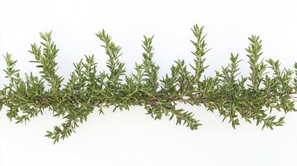 Poster - A close-up shot of a green plant leaf or stem on a pure white background, ideal for use in nature-inspired designs and layouts