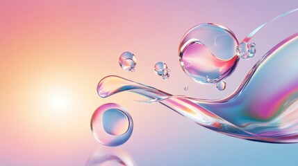 Poster - Colorful Abstract Water Splash with Bubbles