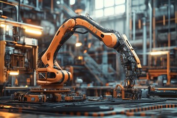 Aufkleber - Design a dynamic and engaging scene of a human and robot working together in an industrial setting, emphasizing collaboration, with a focus on detailed mechanical elements