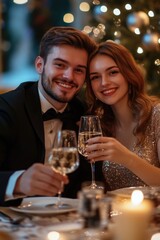 Aufkleber - A pair of friends sharing a glass of wine together