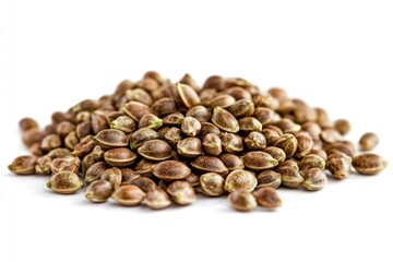 Poster - A pile of pistachios on a white surface, perfect for food and still life photography