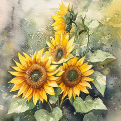 Sticker - sunflowers watercolor art