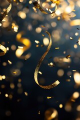 Poster - A blue background covered with a bunch of gold confetti, perfect for party or celebration scenes