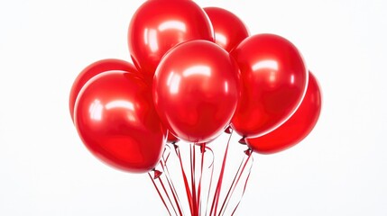 Poster - A group of red balloons drifting through the air