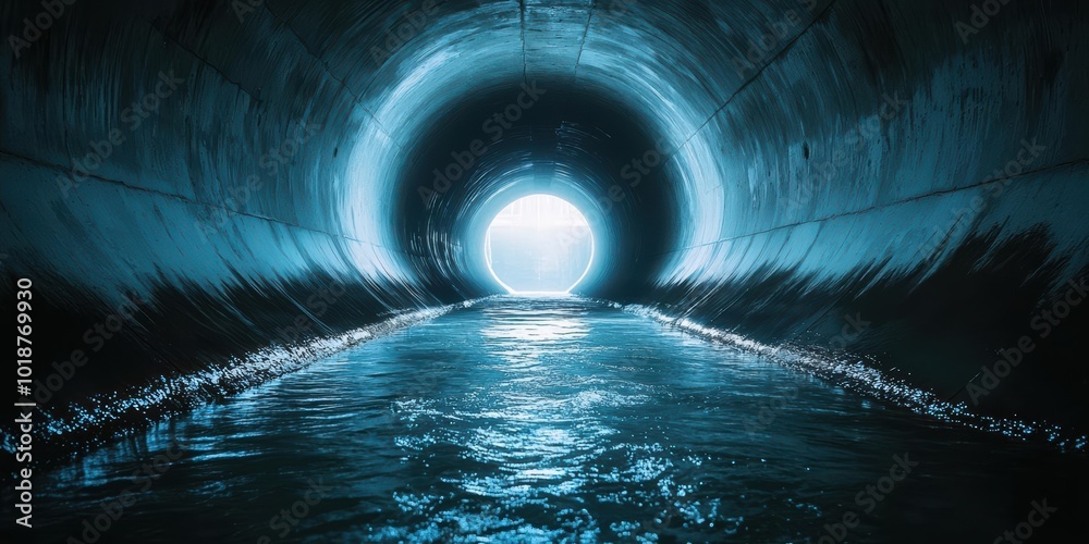 Water flowing through a maze of aqueducts in an ancient city