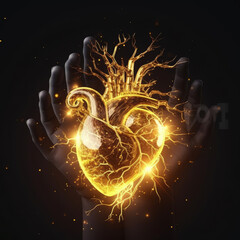Poster - The hands holding the heart were cracking and glowing, radiating supernatural energy