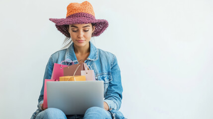 Canvas Print - Woman shopping online, shopping concept