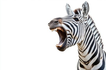 Sticker - A detailed view of a zebra's mouth, showing its distinctive teeth and gums