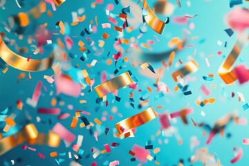 Aufkleber - A colorful bundle of confetti against a bright blue background, perfect for celebrations and party scenes