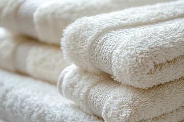 Poster - A stack of white towels sitting on a bed