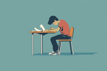 Poster - A person sitting at a desk with a laptop, perfect for business or personal use