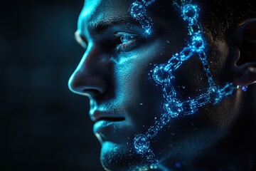 Poster - A detailed view of a person's radiant facial expression, perfect for highlighting emotional moments or conveying inner light