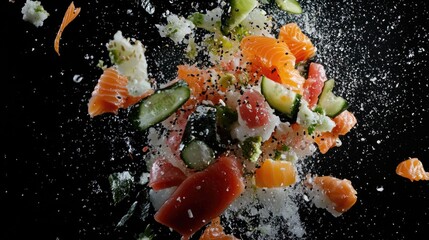 Wall Mural - A fresh salad featuring oranges, cucumbers, and more