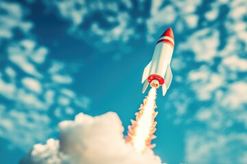 Poster - A model rocket soaring through the sky