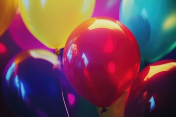 Poster - A bunch of colorful balloons floating in the air, suitable for parties or celebrations