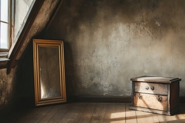Poster - A wooden chest is placed near a window, providing natural light