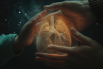 Poster - A pair of hands cradling a radiant human heart, symbolizing love and care
