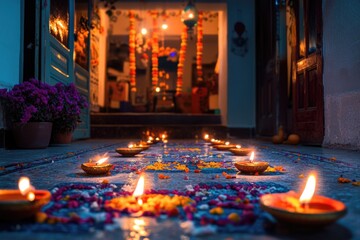 Poster - A group of lit candles placed on the ground