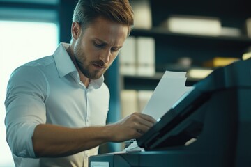 Sticker - A person examining a paper with focus and attention